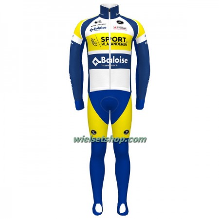 Fietskleding (Fietsshirt Lange Mouw + Lange Koersbroek) 2022 Sport Vlaanderen-Baloise - Geel Blauw Wit